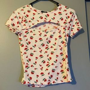 medium rue 21 polyester cut out tee with cherry design